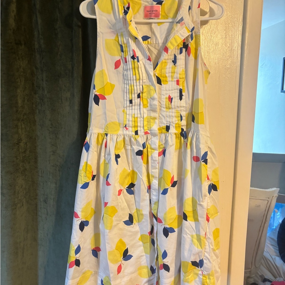 kate spade White Floral Print Dress with Yellow, Pink and Blue Accents - Picture 3 of 5